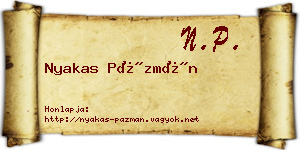 Nyakas Pázmán névjegykártya